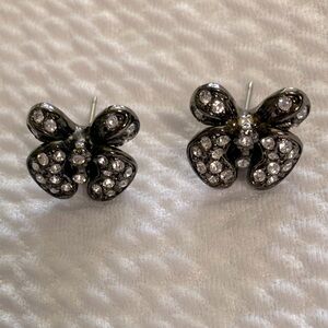 Vintage Givenchy Butterfly earrings Hematite Cz